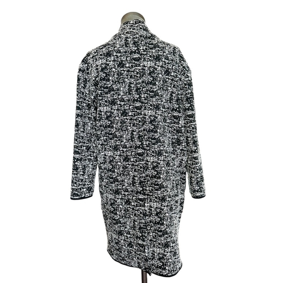 PHILOSOPHY Cardigan Long Blazer Black White Open Front Jacket Ponte Knit Duster - Picture 6 of 8